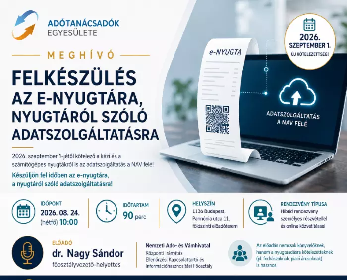 Felk&eacute;sz&uuml;l&eacute;s az e-nyugt&aacute;ra &eacute;s a nyugt&aacute;r&oacute;l sz&oacute;l&oacute; adatszolg&aacute;ltat&aacute;sra - seg&eacute;danyag