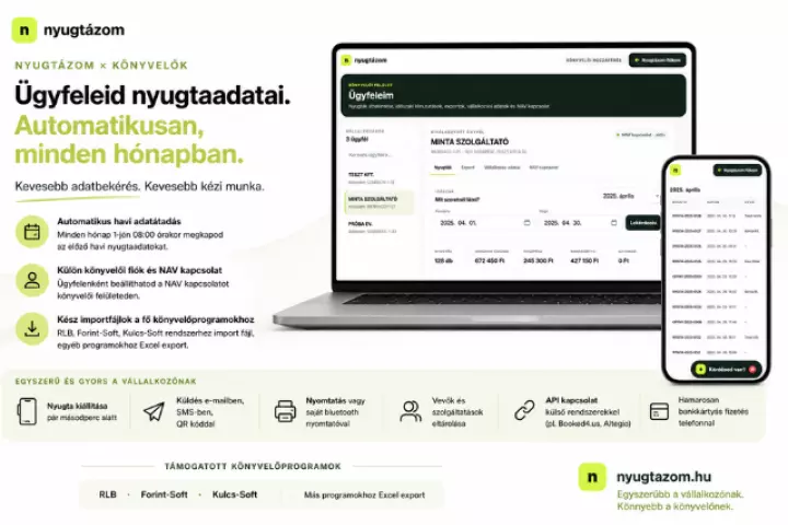 Nyugtazom.hu &ndash; egyszerűbb nyugt&aacute;z&aacute;s a v&aacute;llalkoz&oacute;nak, kevesebb adminisztr&aacute;ci&oacute; a k&ouml;nyvelőnek